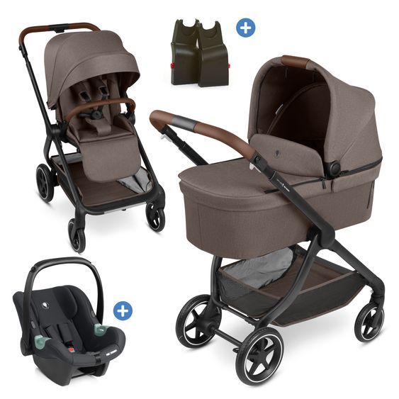 ABC Design 3in1 Kinderwagen-Set City Life -  inkl. Babywanne, Autositz Tulip Black, Sportsitz & Adapter - Nature