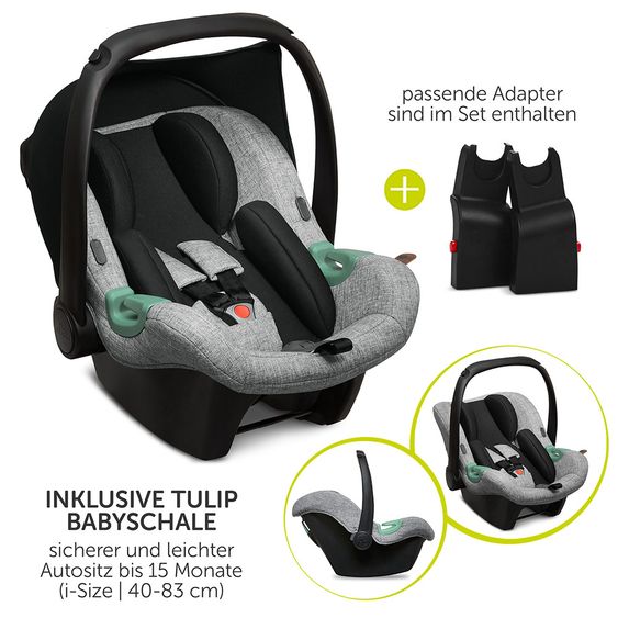 ABC Design 3in1 Kinderwagen-Set Condor 4 - inkl. Babyschale Tulip & XXL Zubehörpaket - Graphite Grey