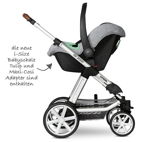 ABC Design 3in1 Kinderwagen-Set Condor 4 - inkl. Babyschale Tulip & XXL Zubehörpaket - Graphite Grey