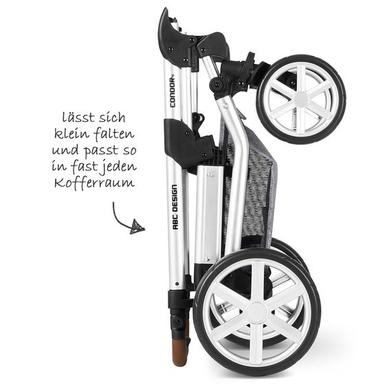 ABC Design 3in1 Kinderwagen-Set Condor 4 - inkl. Babyschale Tulip & XXL Zubehörpaket - Graphite Grey