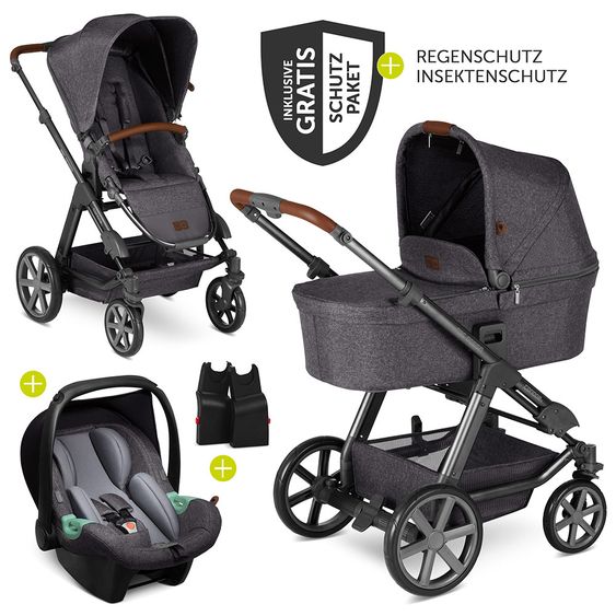 ABC Design Set passeggino Condor 4 3in1 - incluso marsupio Tulip e pacchetto accessori XXL - Street