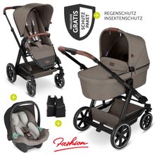 3in1 Kinderwagen-Set Condor 4 - inkl. Babywanne, Babyschale Tulip, Sportsitz & Zubehörpaket - Fashion Edition - Nature