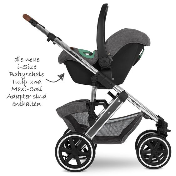 ABC Design 3in1 Kinderwagen-Set Salsa 4 Air - Diamond Edition - inkl. Babyschale Tulip & XXL Zubehörpaket - Asphalt