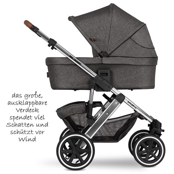 ABC Design 3in1 Kinderwagen-Set Salsa 4 Air - Diamond Edition - inkl. Babyschale Tulip & XXL Zubehörpaket - Asphalt