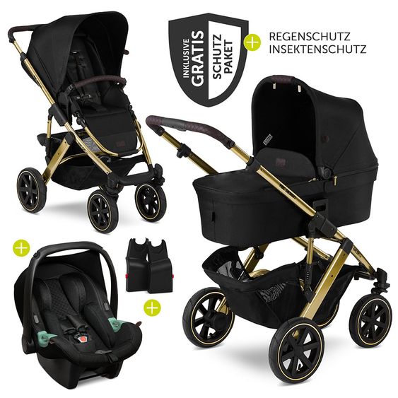 ABC Design 3in1 Kinderwagen-Set Salsa 4 Air - Diamond Edition - inkl. Babyschale Tulip & XXL Zubehörpaket - Champagne