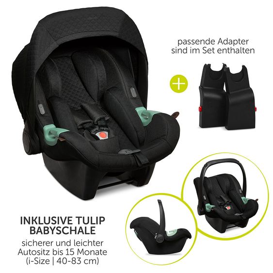 ABC Design 3in1 Kinderwagen-Set Salsa 4 Air - Diamond Edition - inkl. Babyschale Tulip & XXL Zubehörpaket - Champagne