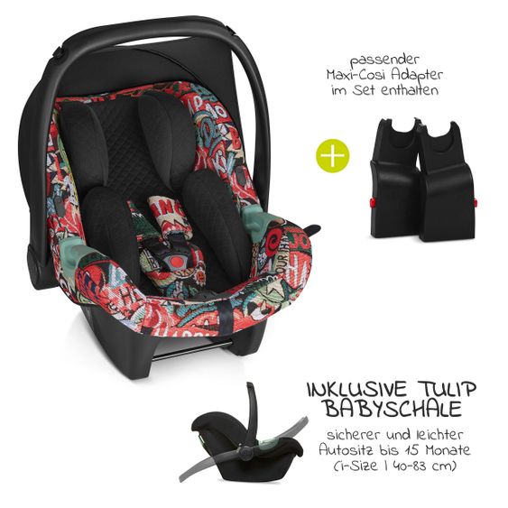 ABC Design 3in1 Kinderwagen-Set Salsa 4 Air - Fashion Edition Starter Set 13-teilig - Comic - inkl. Autositz Tulip & Zubehörpaket