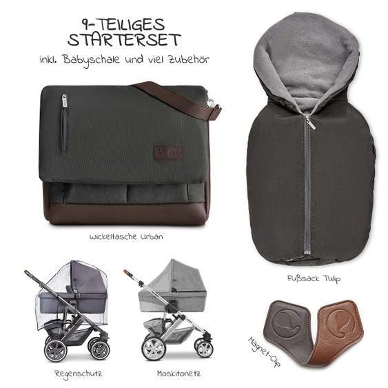 ABC Design 3in1 Kinderwagen-Set Salsa 4 Air - Fashion Edition Starter Set 9-teilig - Cornet - inkl. Autositz Tulip & Zubehörpaket