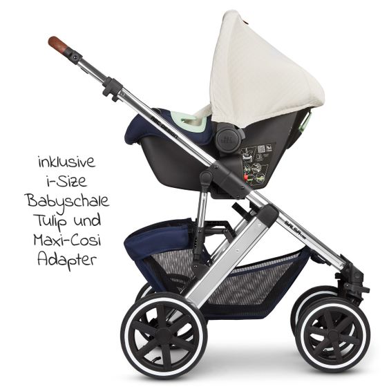 ABC Design 3in1 Kinderwagen-Set Salsa 4 Air - inkl. Babyschale Tulip & XXL Zubehörpaket - Diamond Edition - Navy