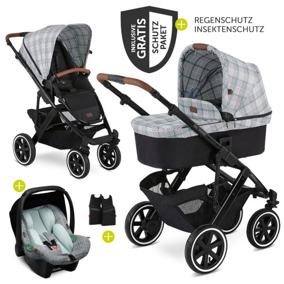 ABC Design 3in1 Kinderwagen-Set Salsa 4 Air - inkl. Babyschale Tulip & XXL Zubehörpaket - Fashion Edition - Smaragd