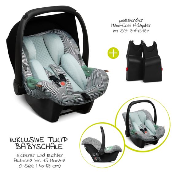 ABC Design 3in1 Kinderwagen-Set Salsa 4 Air - inkl. Babyschale Tulip & XXL Zubehörpaket - Fashion Edition - Smaragd