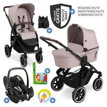 3in1 Salsa 4 Air baby carriage set - incl. carrycot, Pebble Pro car seat, sports seat, grab rail, buggy book and XXL accessory pack - Pure Edition - Berry