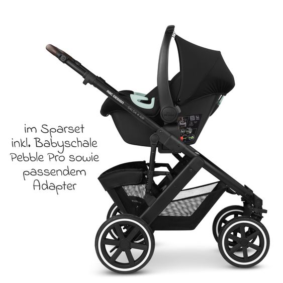 ABC Design 3in1 Kinderwagen-Set Salsa 4 Air - inkl. Babywanne, Autositz Pebble Pro, Sportsitz, Greifling, Buggybuch und XXL Zubehörpaket - Pure Edition - Berry