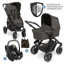 3in1 Kinderwagen-Set Salsa 4 Air - inkl. Babywanne, Autositz Pebble Pro, Sportsitz mit XXL Zubehörpaket - Cloud