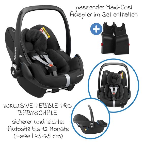 ABC Design 3in1 Kinderwagen-Set Salsa 4 Air - inkl. Babywanne, Autositz Pebble Pro, Sportsitz mit XXL Zubehörpaket - Cloud