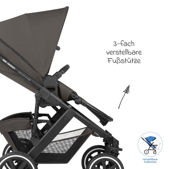 ABC Design 3in1 Kinderwagen-Set Salsa 4 Air - inkl. Babywanne, Autositz Pebble Pro, Sportsitz mit XXL Zubehörpaket - Cloud