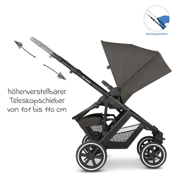 ABC Design 3in1 Kinderwagen-Set Salsa 4 Air - inkl. Babywanne, Autositz Pebble Pro, Sportsitz mit XXL Zubehörpaket - Cloud