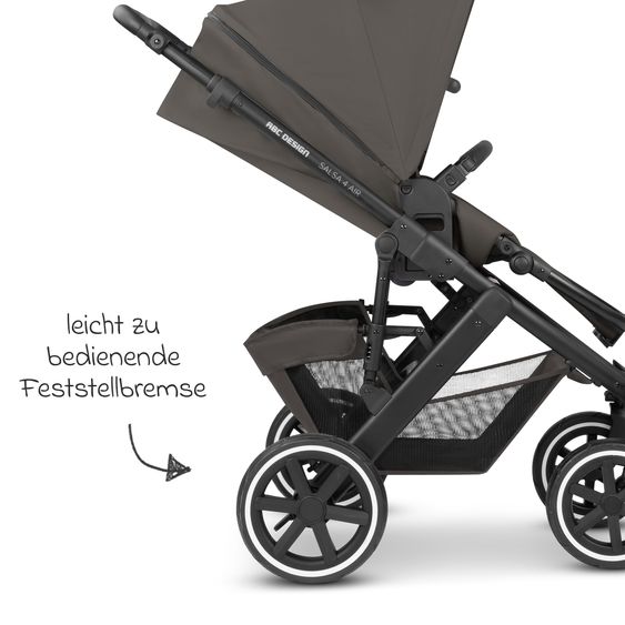 ABC Design 3in1 Kinderwagen-Set Salsa 4 Air - inkl. Babywanne, Autositz Pebble Pro, Sportsitz mit XXL Zubehörpaket - Cloud