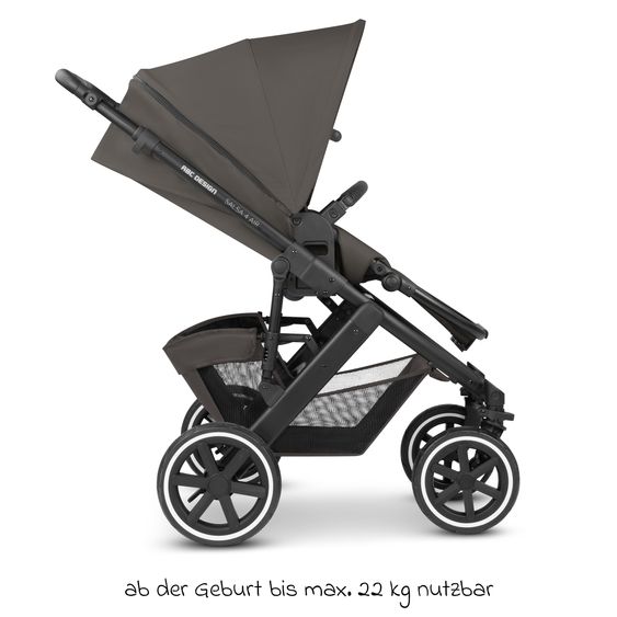 ABC Design 3in1 Kinderwagen-Set Salsa 4 Air - inkl. Babywanne, Autositz Pebble Pro, Sportsitz mit XXL Zubehörpaket - Cloud