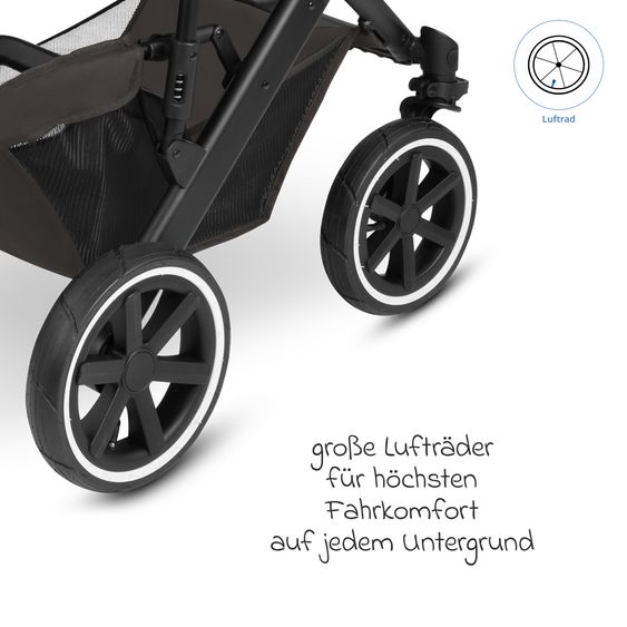 ABC Design 3in1 Kinderwagen-Set Salsa 4 Air - inkl. Babywanne, Autositz Pebble Pro, Sportsitz mit XXL Zubehörpaket - Cloud