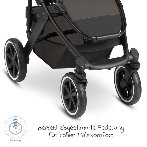 ABC Design 3in1 Kinderwagen-Set Salsa 4 Air - inkl. Babywanne, Autositz Pebble Pro, Sportsitz mit XXL Zubehörpaket - Cloud