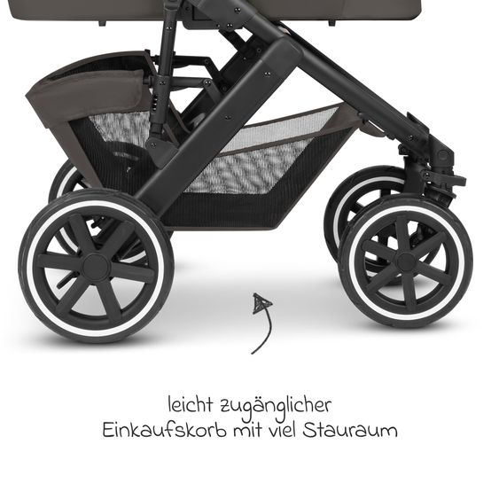 ABC Design 3in1 Kinderwagen-Set Salsa 4 Air - inkl. Babywanne, Autositz Pebble Pro, Sportsitz mit XXL Zubehörpaket - Cloud