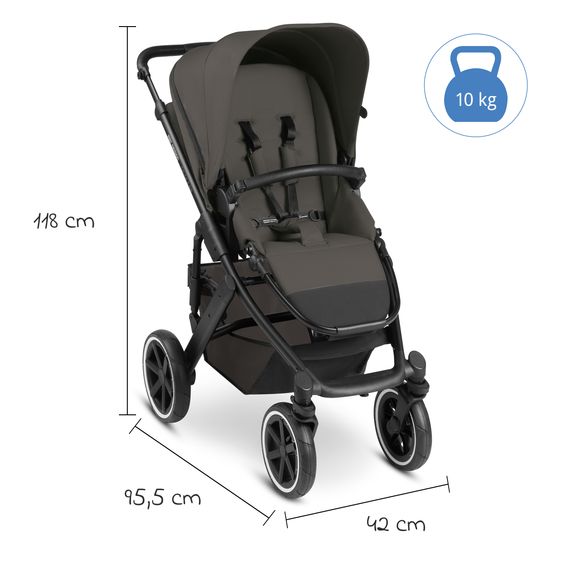 ABC Design 3in1 Kinderwagen-Set Salsa 4 Air - inkl. Babywanne, Autositz Pebble Pro, Sportsitz mit XXL Zubehörpaket - Cloud