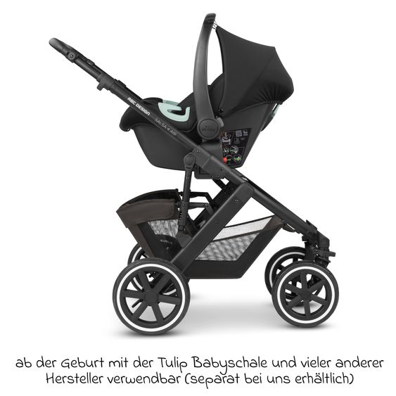 ABC Design 3in1 Kinderwagen-Set Salsa 4 Air - inkl. Babywanne, Autositz Pebble Pro, Sportsitz mit XXL Zubehörpaket - Cloud