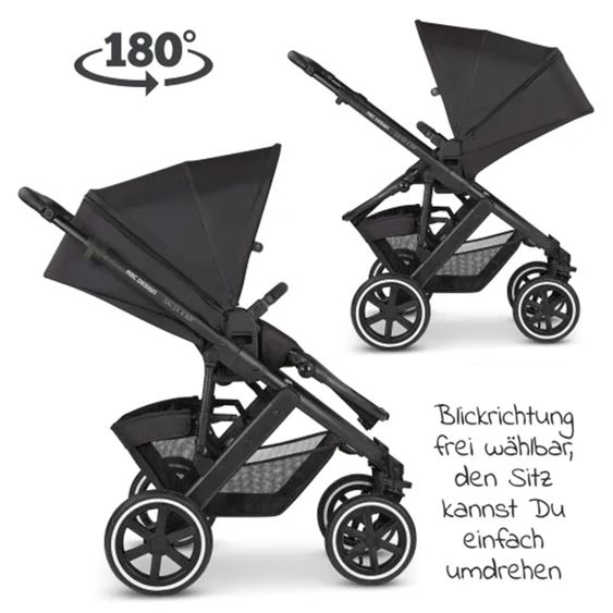 ABC Design Set passeggino 3in1 Salsa 4 Air - include navicella, seggiolino Tulip, seggiolino sportivo e pacchetto accessori XXL - Ink