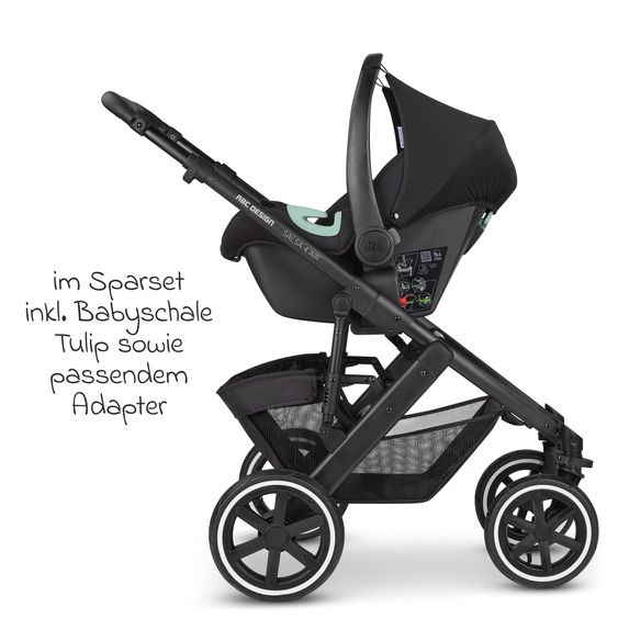 ABC Design Set passeggino 3in1 Salsa 4 Air - include navicella, seggiolino Tulip, seggiolino sportivo e pacchetto accessori XXL - Ink