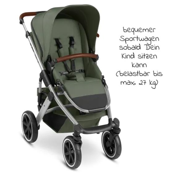 ABC Design Set passeggino 3in1 Salsa 4 Air - include navicella, seggiolino Tulip, seggiolino sportivo e pacchetto accessori XXL - Olive