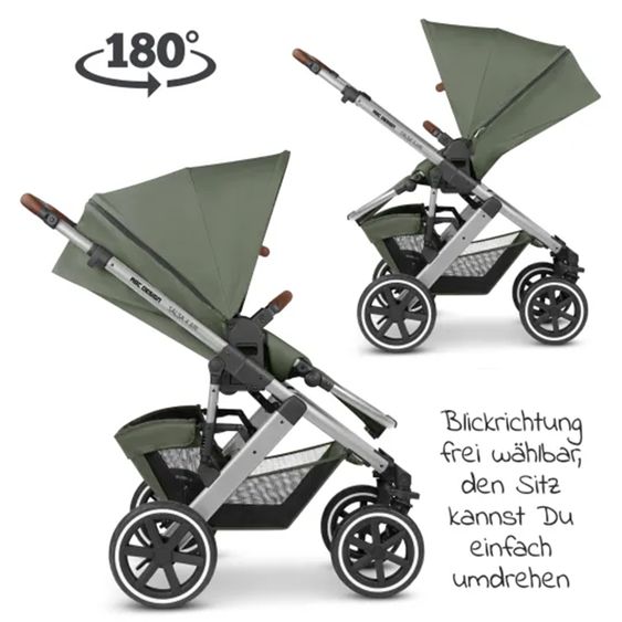 ABC Design Set passeggino 3in1 Salsa 4 Air - include navicella, seggiolino Tulip, seggiolino sportivo e pacchetto accessori XXL - Olive