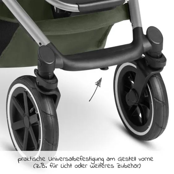 ABC Design Set passeggino 3in1 Salsa 4 Air - include navicella, seggiolino Tulip, seggiolino sportivo e pacchetto accessori XXL - Olive