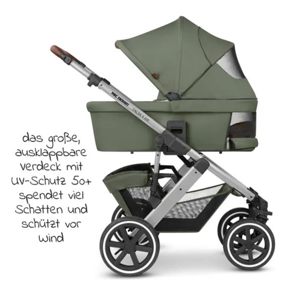 ABC Design Set passeggino 3in1 Salsa 4 Air - include navicella, seggiolino Tulip, seggiolino sportivo e pacchetto accessori XXL - Olive