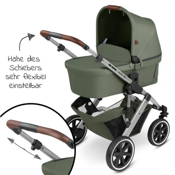 ABC Design Set passeggino 3in1 Salsa 4 Air - include navicella, seggiolino Tulip, seggiolino sportivo e pacchetto accessori XXL - Olive