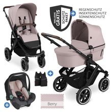 3in1 Kinderwagen-Set Salsa 4 Air - inkl. Babywanne, Autositz Tulip, Sportsitz und XXL Zubehörpaket - Pure Edition - Berry