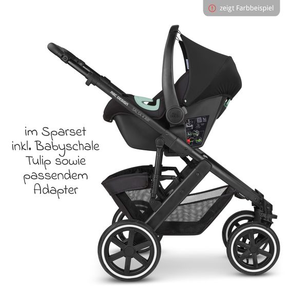 ABC Design Set passeggino 3in1 Salsa 4 Air - include navicella, seggiolino Tulip, seggiolino sportivo e pacchetto accessori XXL - Pure Edition - Berry