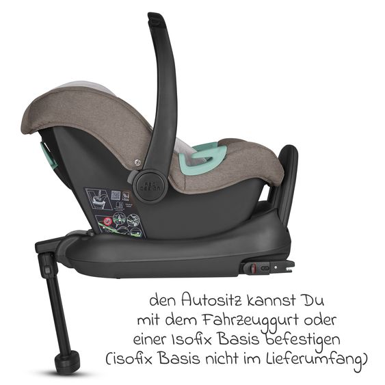 ABC Design 3in1 Kinderwagen-Set Salsa 4 Air - inkl. Babywanne, Autositz Tulip, Sportsitz und XXL Zubehörpaket - Pure Edition - Nature