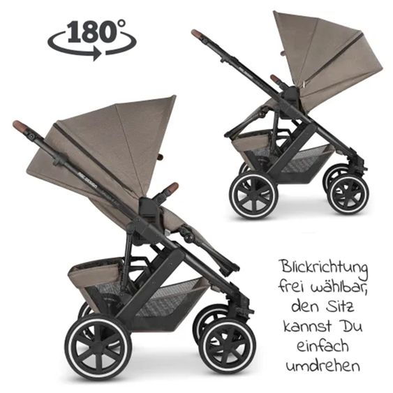 ABC Design 3in1 Kinderwagen-Set Salsa 4 Air - inkl. Babywanne, Autositz Tulip, Sportsitz und XXL Zubehörpaket - Pure Edition - Nature