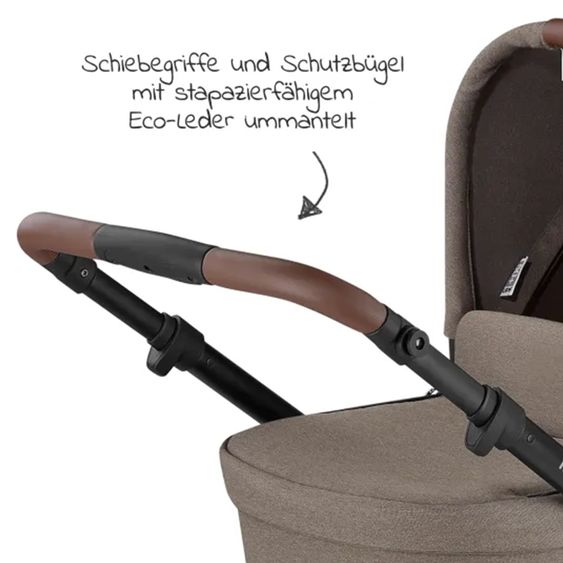 ABC Design 3in1 Kinderwagen-Set Salsa 4 Air - inkl. Babywanne, Autositz Tulip, Sportsitz und XXL Zubehörpaket - Pure Edition - Nature