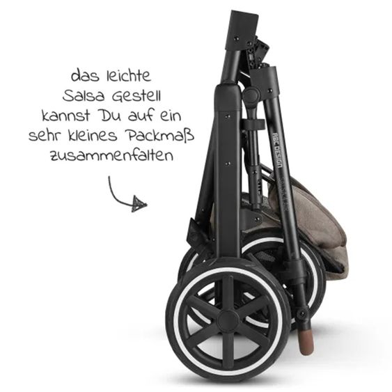 ABC Design 3in1 Kinderwagen-Set Salsa 4 Air - inkl. Babywanne, Autositz Tulip, Sportsitz und XXL Zubehörpaket - Pure Edition - Nature