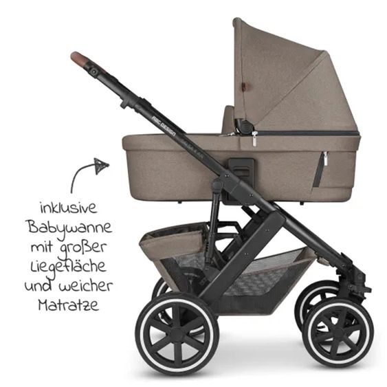 ABC Design 3in1 Kinderwagen-Set Salsa 4 Air - inkl. Babywanne, Autositz Tulip, Sportsitz und XXL Zubehörpaket - Pure Edition - Nature