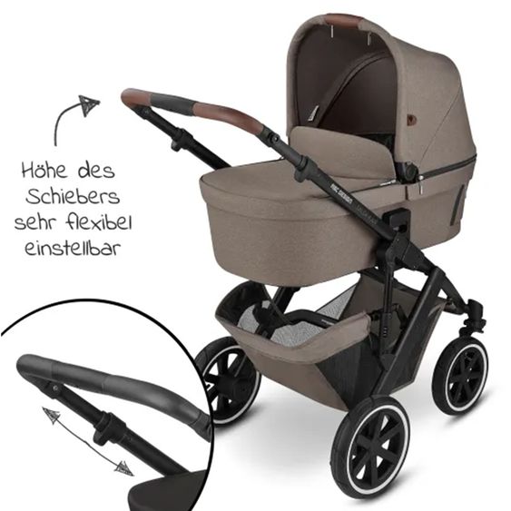 ABC Design 3in1 Kinderwagen-Set Salsa 4 Air - inkl. Babywanne, Autositz Tulip, Sportsitz und XXL Zubehörpaket - Pure Edition - Nature