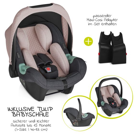 ABC Design 3in1 Kinderwagen-Set Salsa 4 Air - inkl. Babywanne, Autositz Tulip, Sportsitz und Zubehörpaket - Classic Edition - Bubble