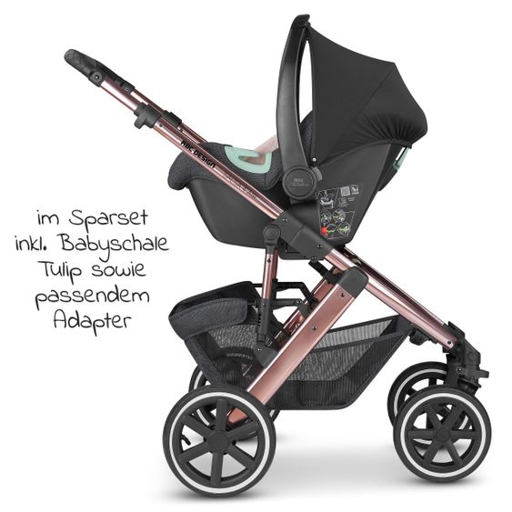 ABC Design 3in1 Kinderwagen-Set Salsa 4 Air - inkl. Babywanne, Autositz Tulip, Sportsitz und Zubehörpaket - Classic Edition - Bubble