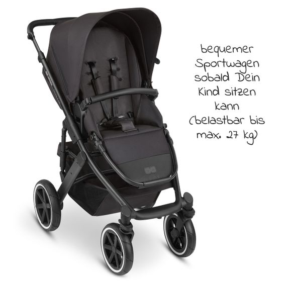 ABC Design 3in1 Kinderwagen-Set Salsa 4 Air - inkl. Babywanne, Autositz Tulip, Sportsitz und Zubehörpaket - Classic Edition - Ink