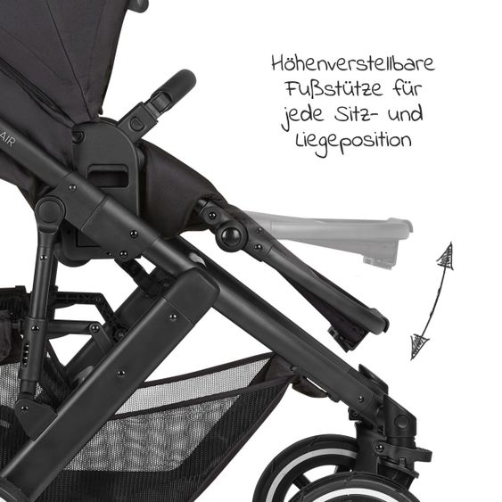 ABC Design 3in1 Kinderwagen-Set Salsa 4 Air - inkl. Babywanne, Autositz Tulip, Sportsitz und Zubehörpaket - Classic Edition - Ink