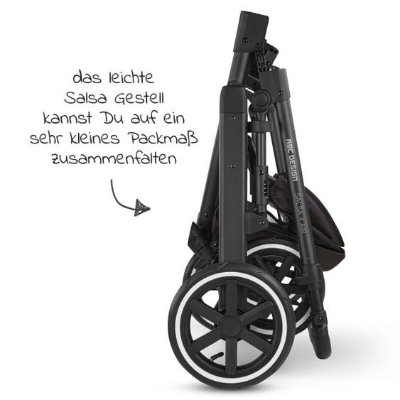 ABC Design 3in1 Kinderwagen-Set Salsa 4 Air - inkl. Babywanne, Autositz Tulip, Sportsitz und Zubehörpaket - Classic Edition - Ink