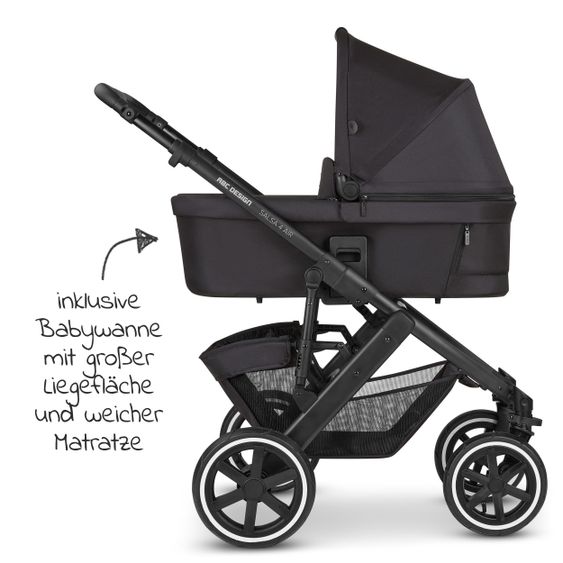 ABC Design 3in1 Kinderwagen-Set Salsa 4 Air - inkl. Babywanne, Autositz Tulip, Sportsitz und Zubehörpaket - Classic Edition - Ink