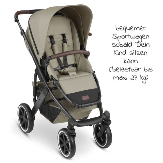 ABC Design 3in1 Kinderwagen-Set Salsa 4 Air - inkl. Babywanne, Autositz Tulip, Sportsitz und Zubehörpaket - Classic Edition - Reed